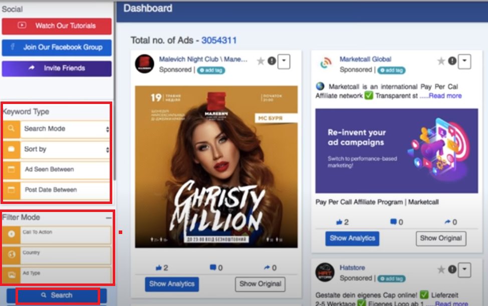 Enter the search information in the left column.